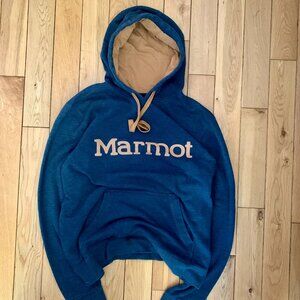 Marmot Hoodie Pullover Men's Medium Blue Brown Outdoor
